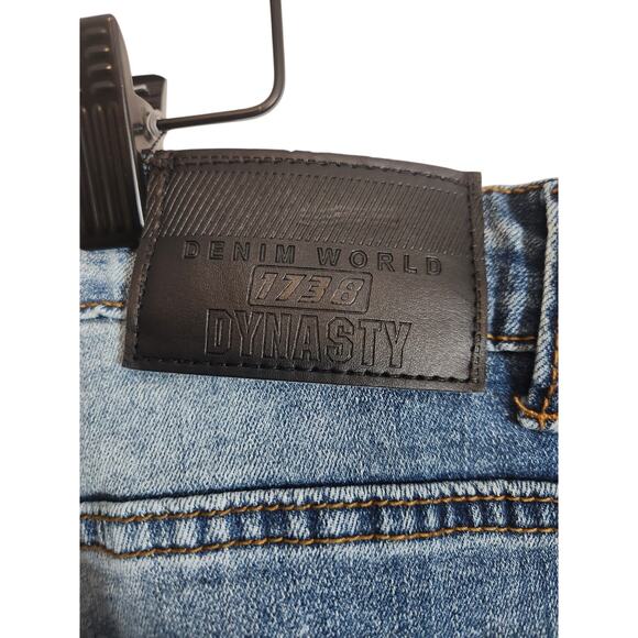 Dynasty Jeans 1738 Distressed Straight Leg Vintage Wash Denim Bottoms Size 36 - Picture 5 of 9